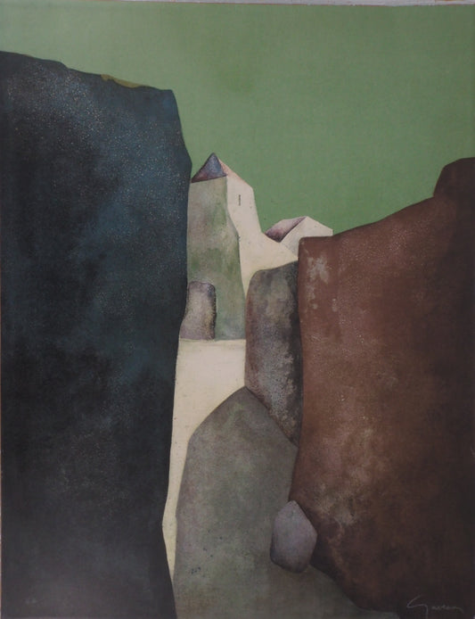 Claude GAVEAU : Paysage méditerranéen - Lithographie originale signée