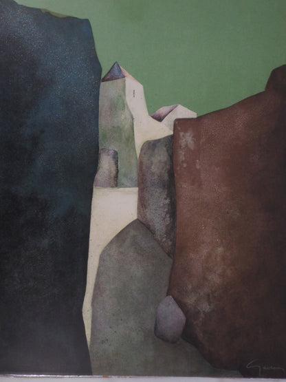 Claude GAVEAU : Paysage méditerranéen - Lithographie originale signée