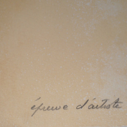 Claude GAVEAU : Albâtre - Lithographie originale signée et dédicacée avec dessin original
