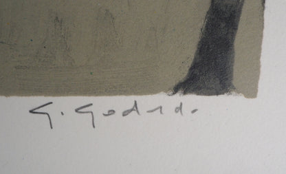 Gabriel GODARD : Cortège sur la plage - Lithographie originale signée