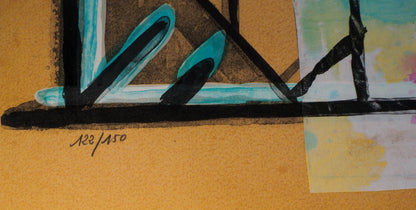 Jacques POLI : Perruches à la fenêtre - Lithographie Originale Signée