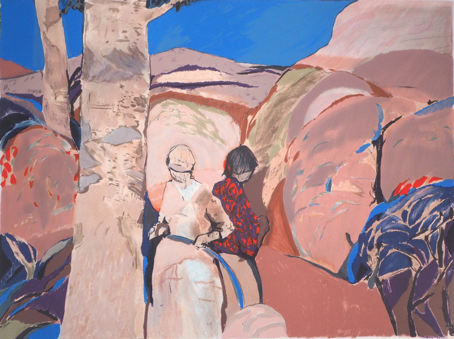 Gabriel GODARD : Promenade dans les dunes - Lithographie originale signée
