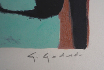 Gabriel GODARD : Nature morte au bouquet multicolore - Lithographie originale signée