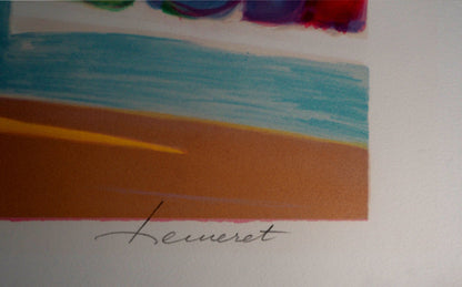 Claude HEMERET: Campos de flores - Litografía original firmada