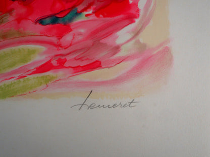 Claude HEMERET: Primavera en el jardín - Litografía original firmada