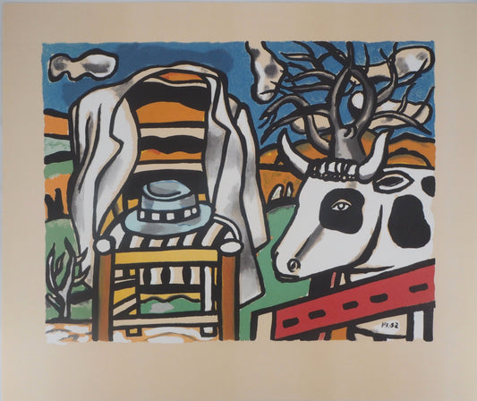 Fernand LEGER : Chaise et vache - Lithographie signée