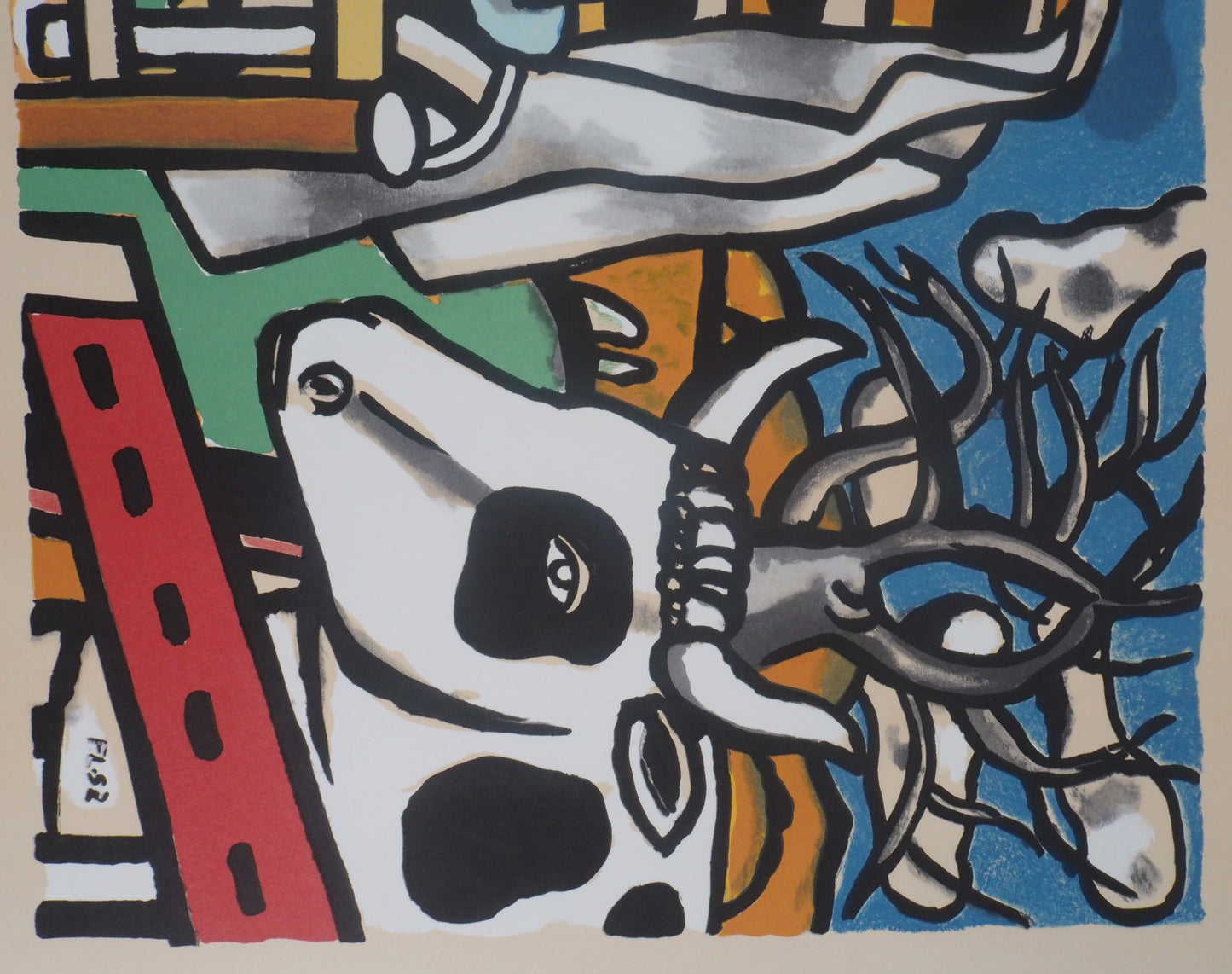 Fernand LEGER : Chaise et vache - Lithographie signée