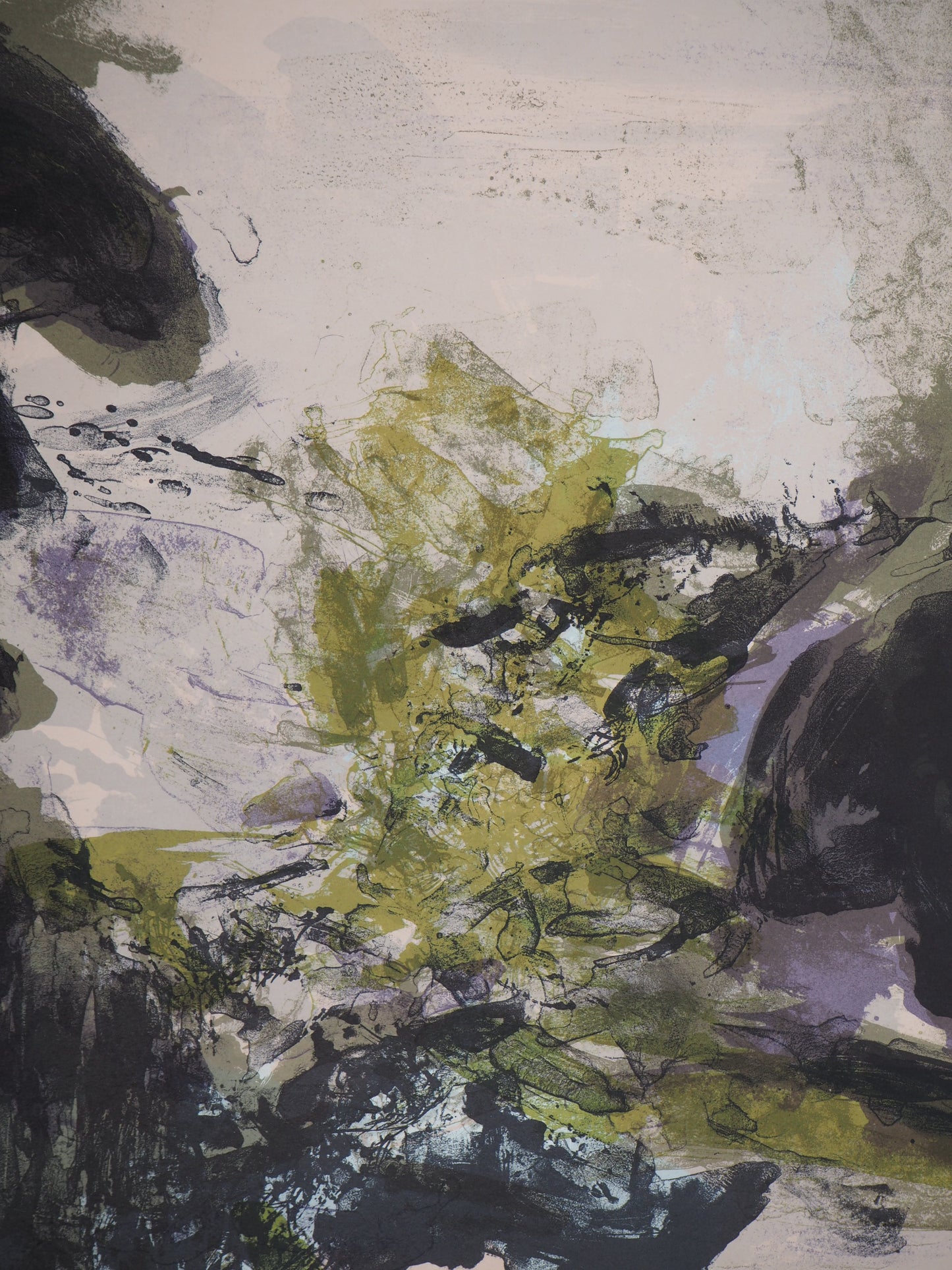 ZAO Wou Ki : Paysage de montagne abstrait - Lithographie originale