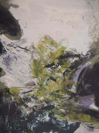 ZAO Wou Ki : Paysage de montagne abstrait - Lithographie originale