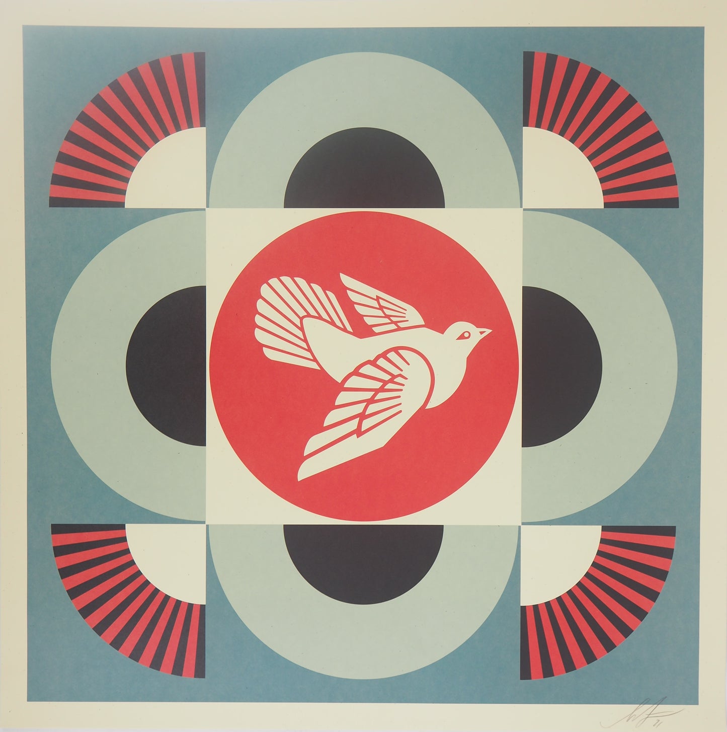 Shepard FAIREY (OBEY) : Geometric Dove Blue - Lithographie originale signée