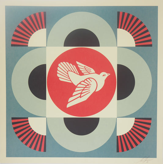 Shepard FAIREY (OBEY) : Geometric Dove Blue - Lithographie originale signée