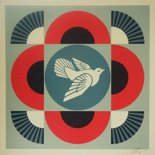 Shepard FAIREY (OBEY) : Geometric Dove Red - Lithographie originale signée