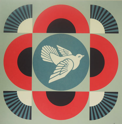 Shepard FAIREY (OBEY) : Geometric Dove Red - Lithographie originale signée
