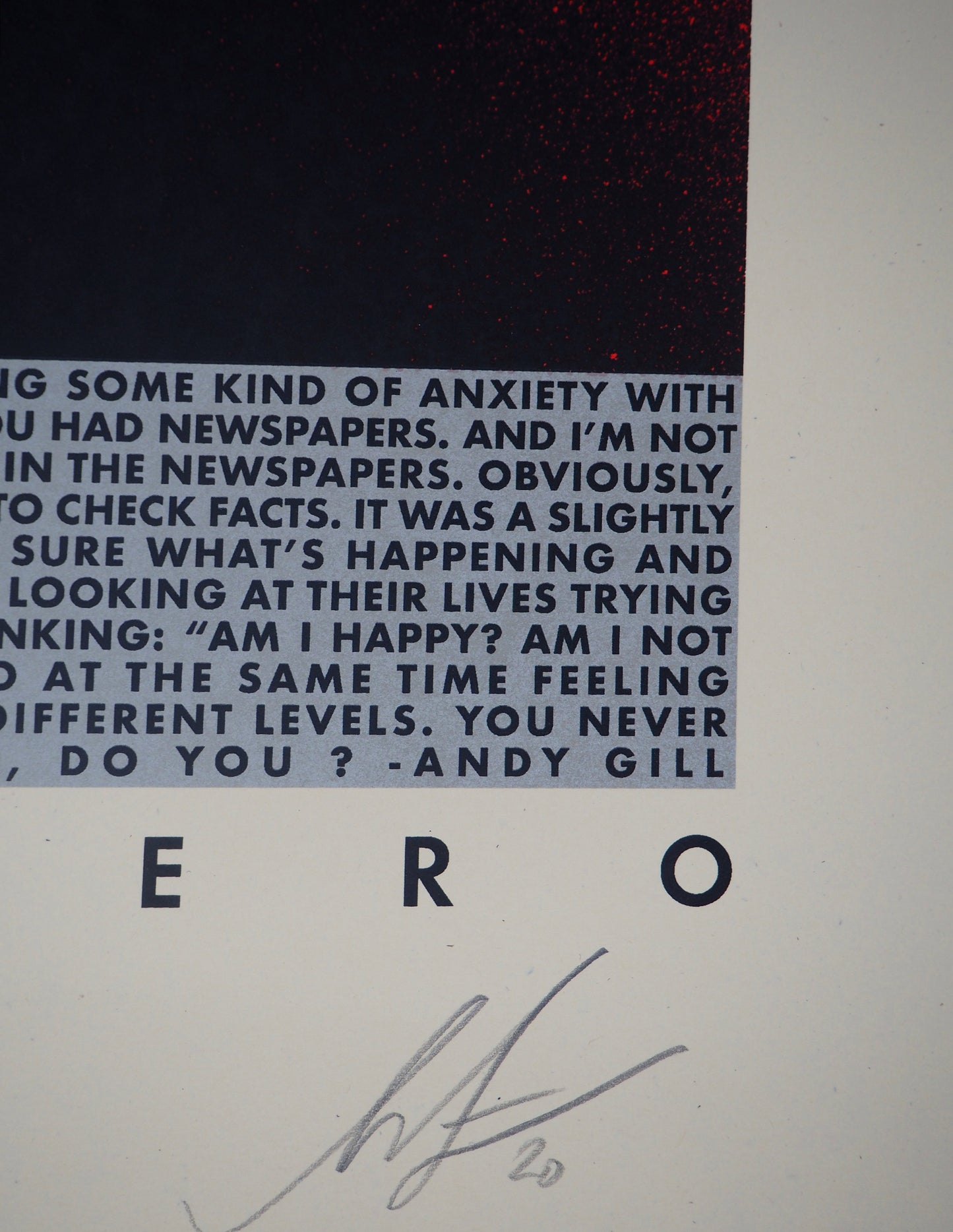 Shepard FAIREY (OBEY) : Andy Gill, Anti Hero Red Edition - Lithographie originale signée