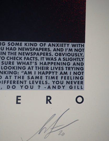Shepard FAIREY (OBEY) : Andy Gill, Anti Hero Red Edition - Lithographie originale signée