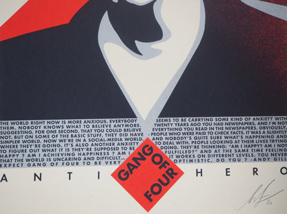 Shepard FAIREY (OBEY) : Andy Gill, Anti Hero Red Edition - Lithographie originale signée