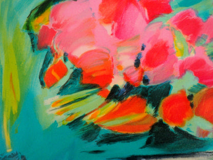 Claude HEMERET: Primavera, tulipanes en flor - Litografía original firmada