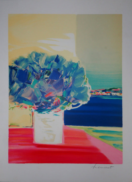 Claude HEMERET: Ramo y ventana al mar - Litografía original firmada