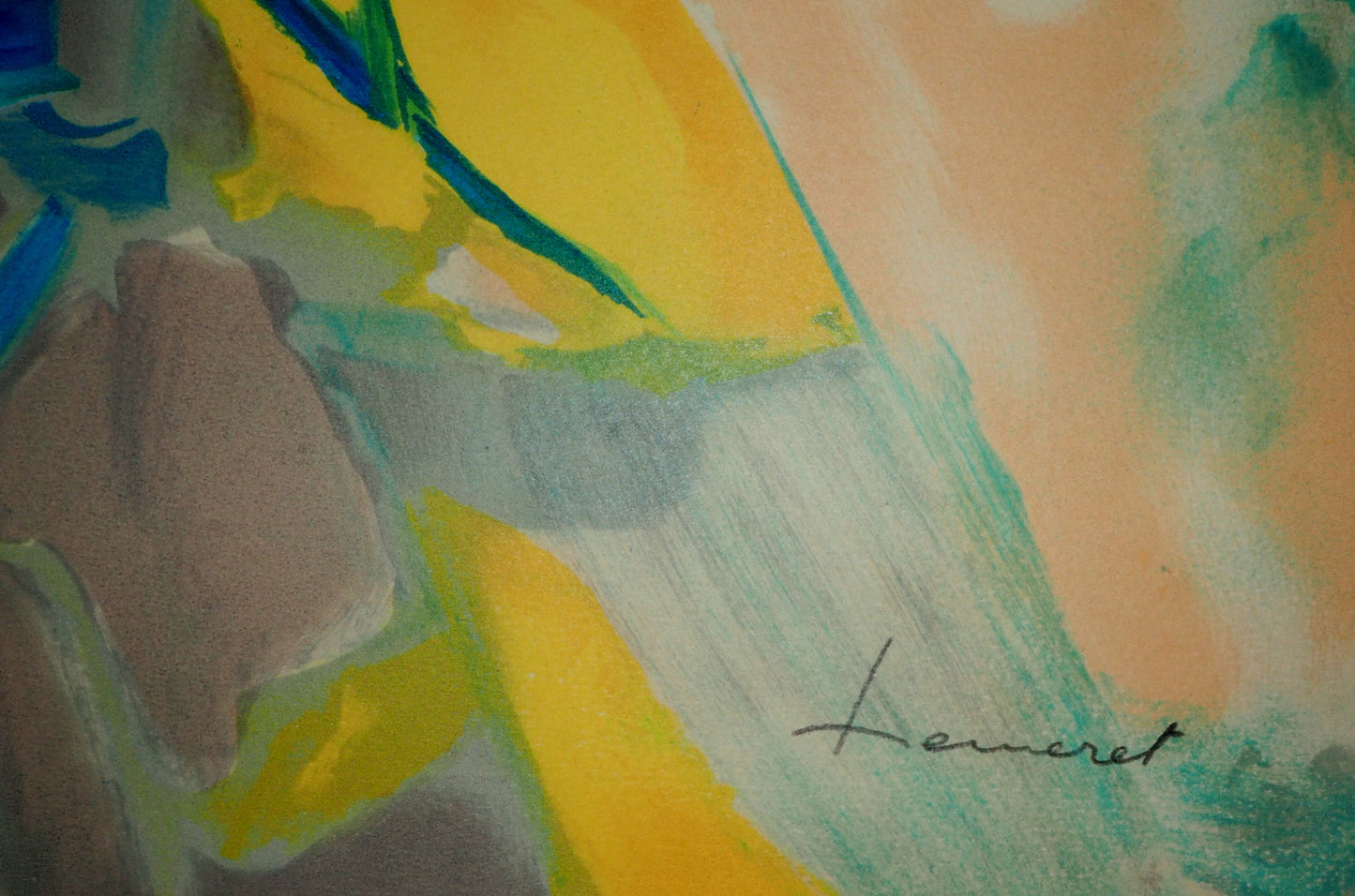 Claude HEMERET: Terraza de verano - Litografía original firmada
