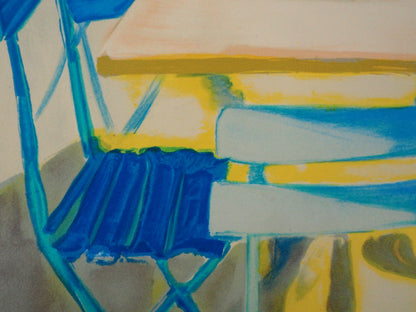 Claude HEMERET: Terraza de verano - Litografía original firmada