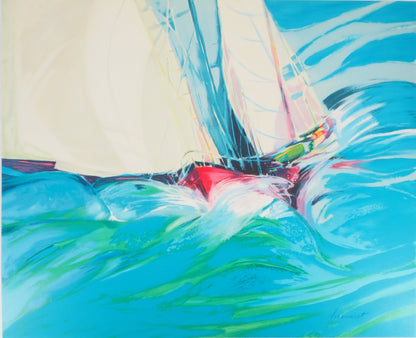 Claude HEMERET : Régate - Lithographie originale signée