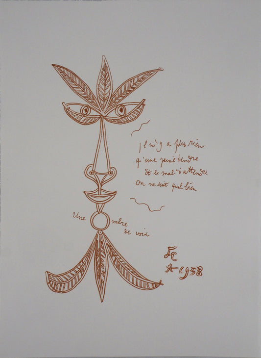 Jean COCTEAU : Visage végétal - Lithographie signée