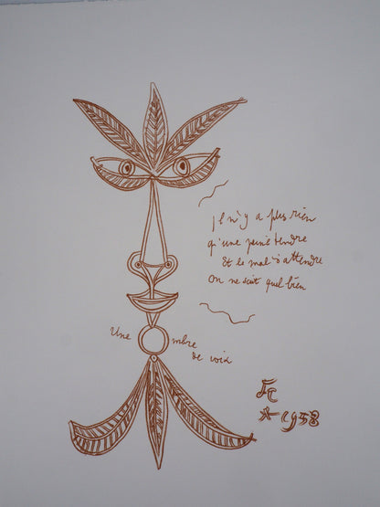 Jean COCTEAU : Visage végétal - Lithographie signée