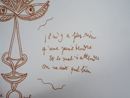 Jean COCTEAU : Visage végétal - Lithographie signée
