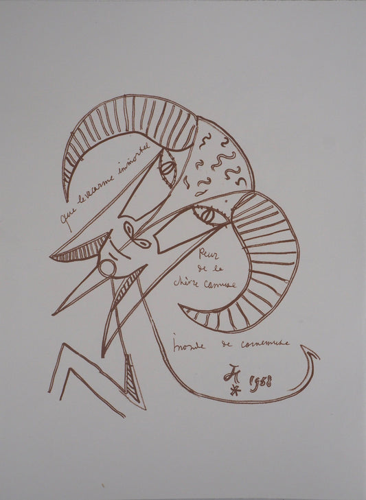Jean COCTEAU : La chèvre - Lithographie signée