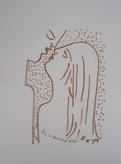 Jean COCTEAU : Le baiser - Lithographie signée