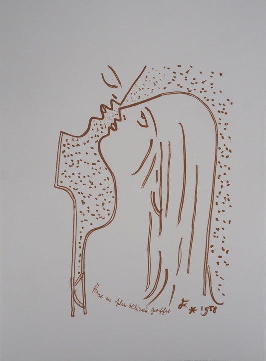 Jean COCTEAU : Le baiser - Lithographie signée