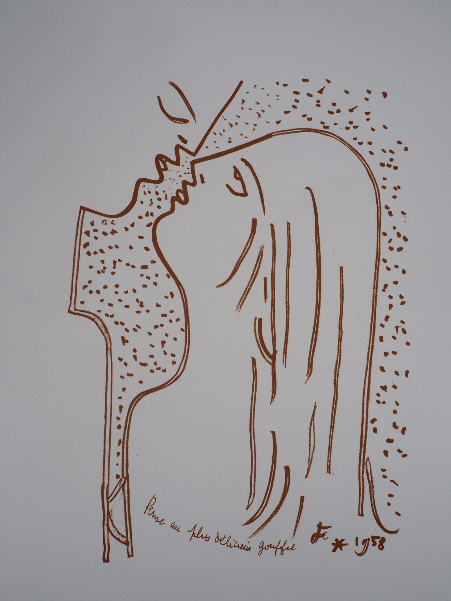 Jean COCTEAU : Le baiser - Lithographie signée