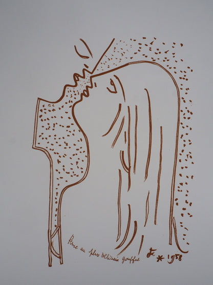 Jean COCTEAU : Le baiser - Lithographie signée