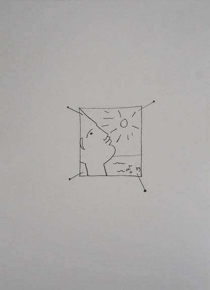 Jean COCTEAU : Homme au soleil - Lithographie signée