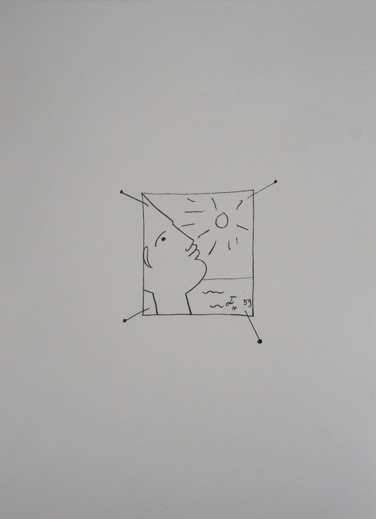 Jean COCTEAU : Homme au soleil - Lithographie signée