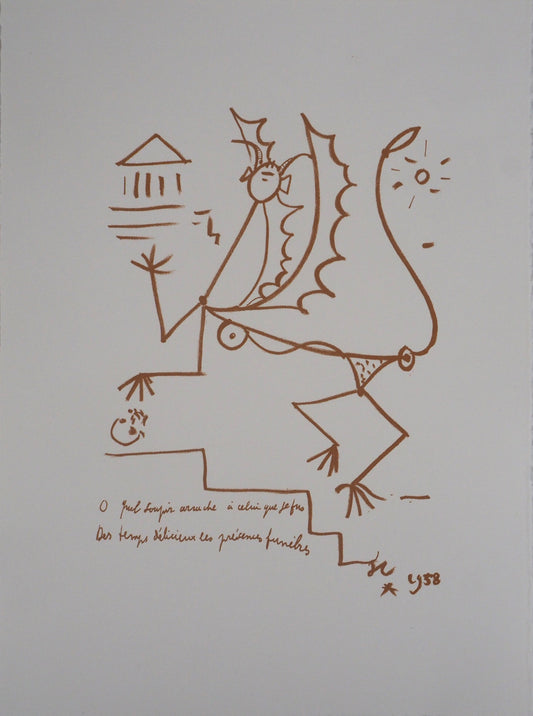 Jean COCTEAU : La question du sphinx - Lithographie signée