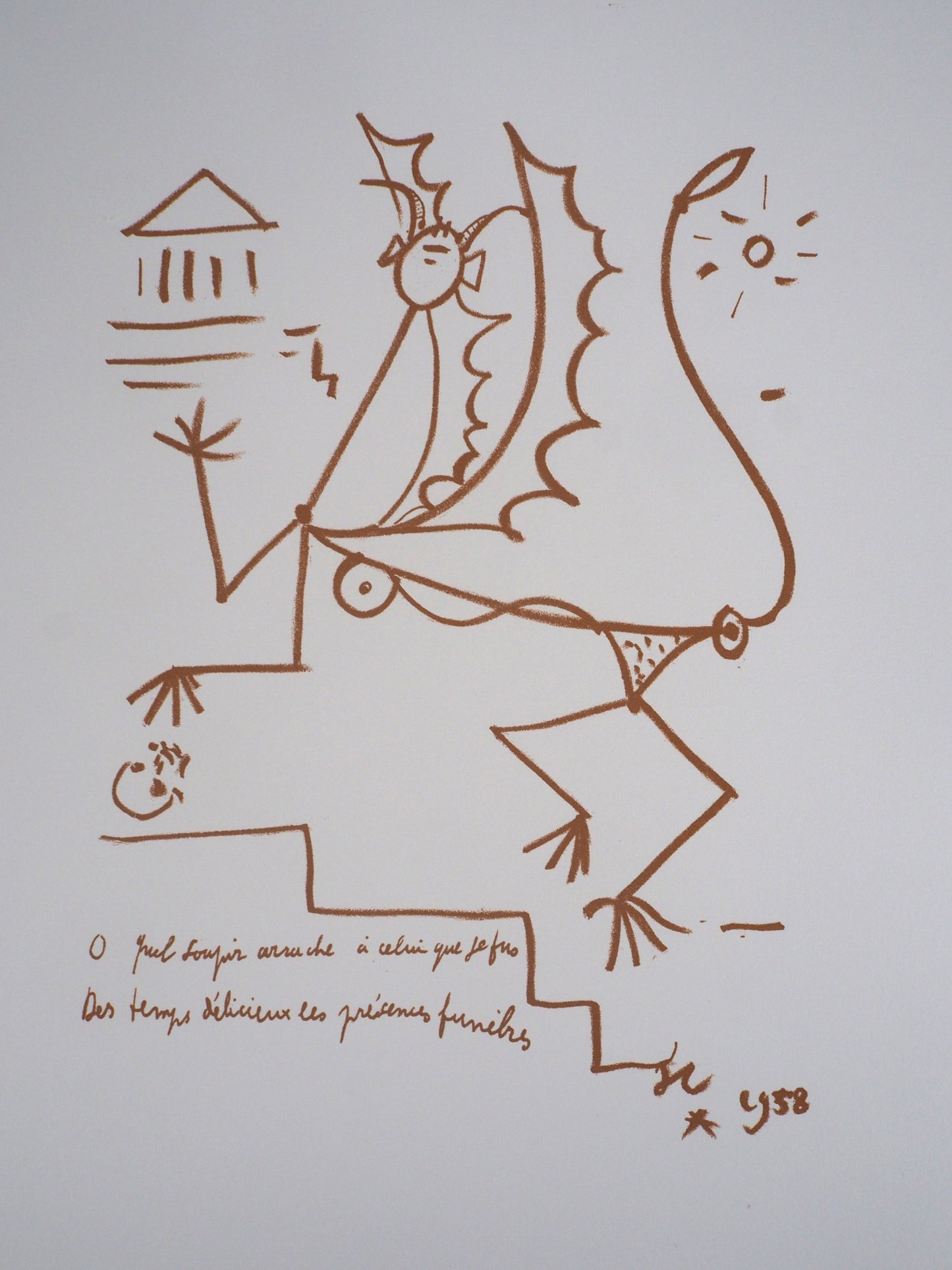 Jean COCTEAU : La question du sphinx - Lithographie signée