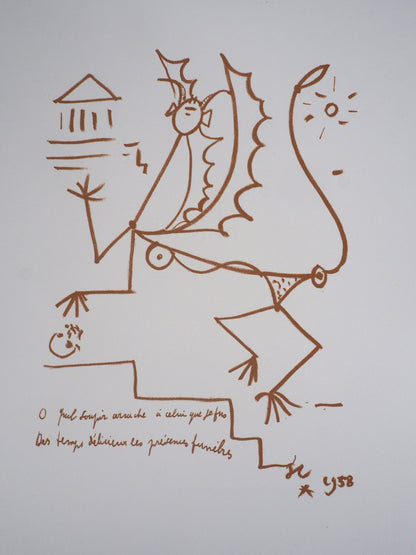 Jean COCTEAU : La question du sphinx - Lithographie signée