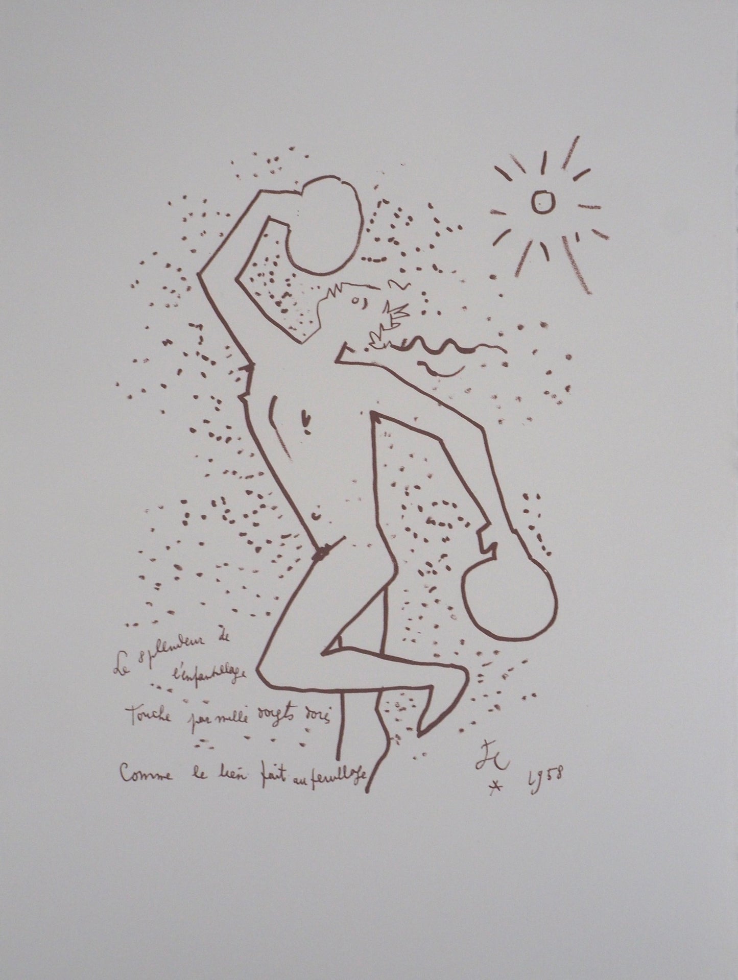 Jean COCTEAU : Homme solaire - Lithographie signée
