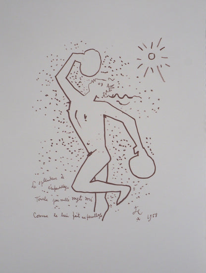 Jean COCTEAU : Homme solaire - Lithographie signée