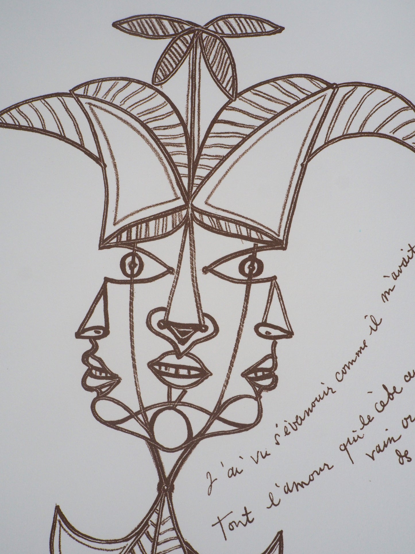 Jean COCTEAU : Trois visages - Lithographie signée