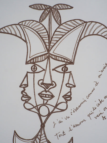 Jean COCTEAU : Trois visages - Lithographie signée