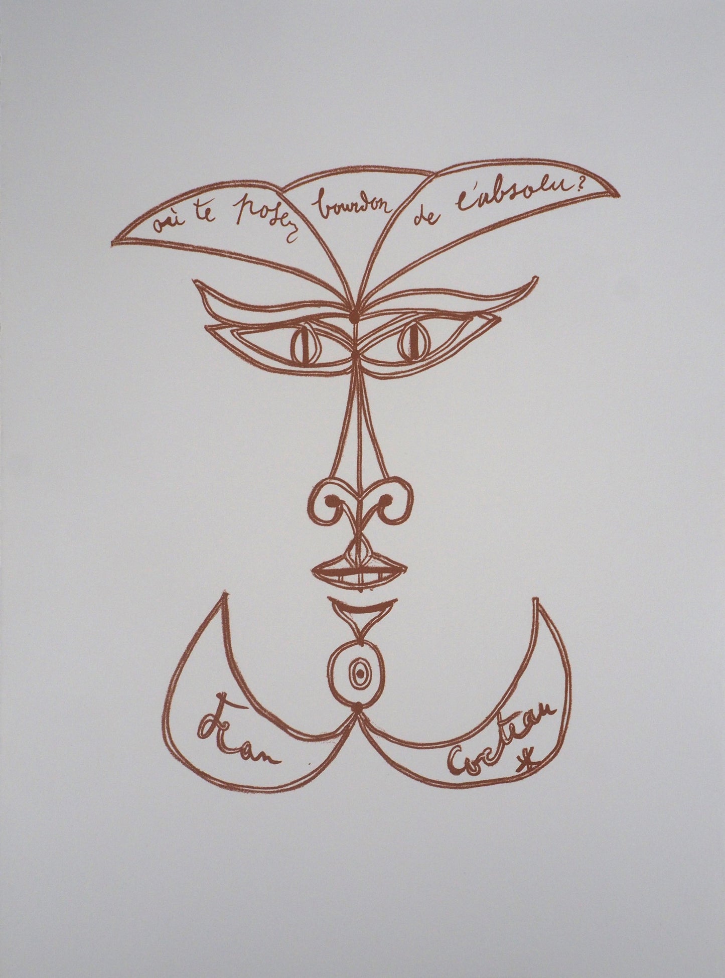 Jean COCTEAU : Visage - Lithographie signée