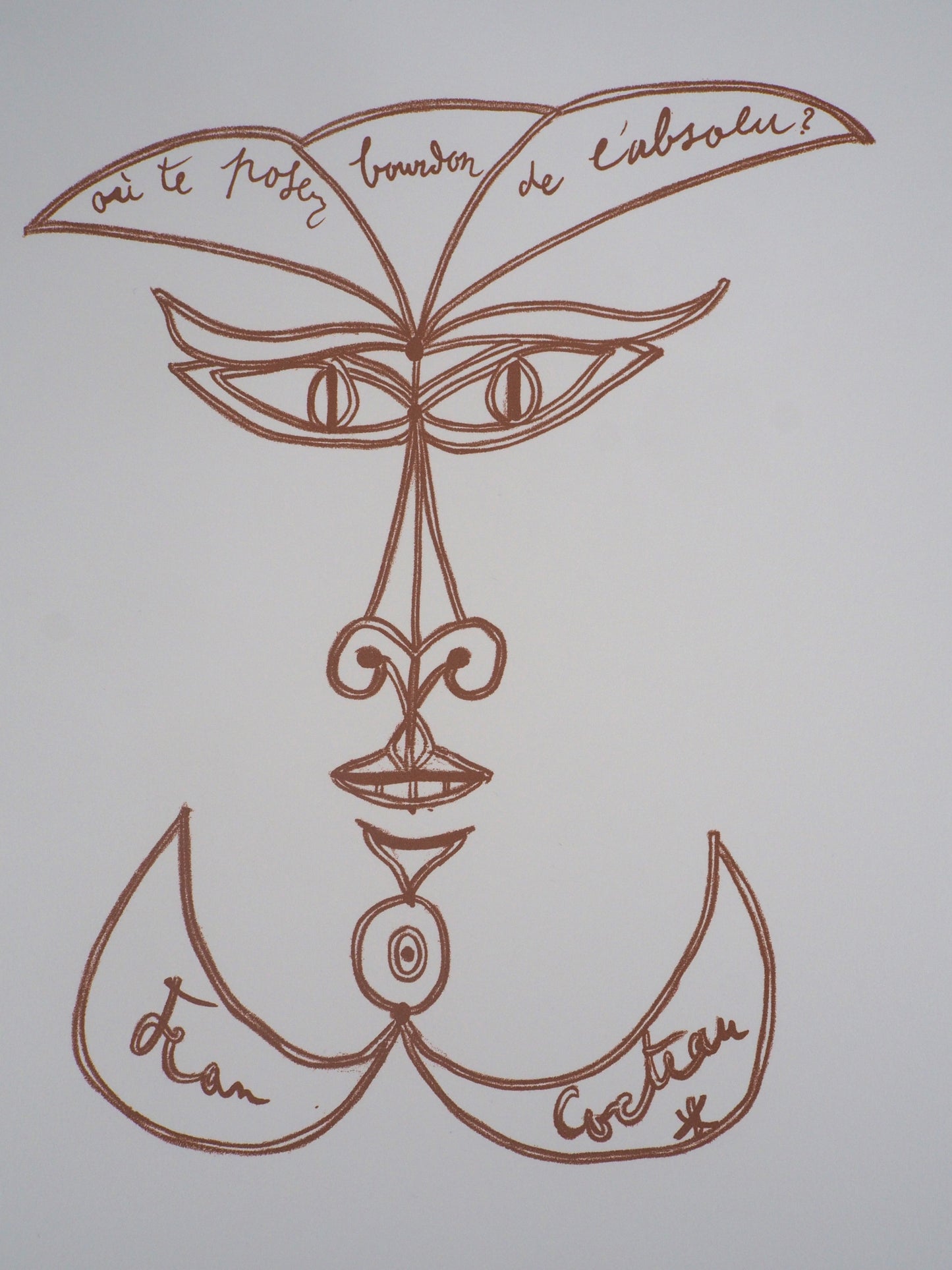 Jean COCTEAU : Visage - Lithographie signée