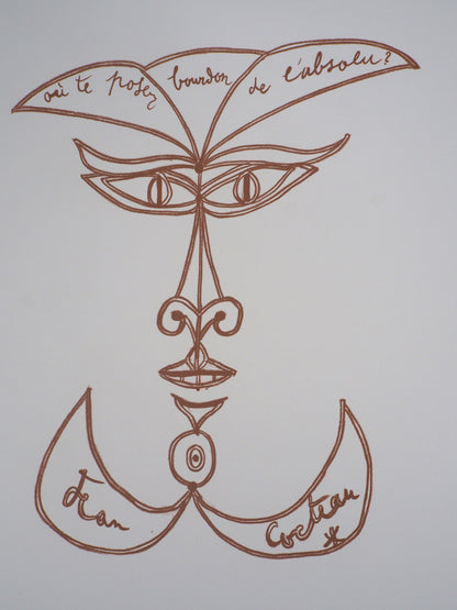 Jean COCTEAU : Visage - Lithographie signée
