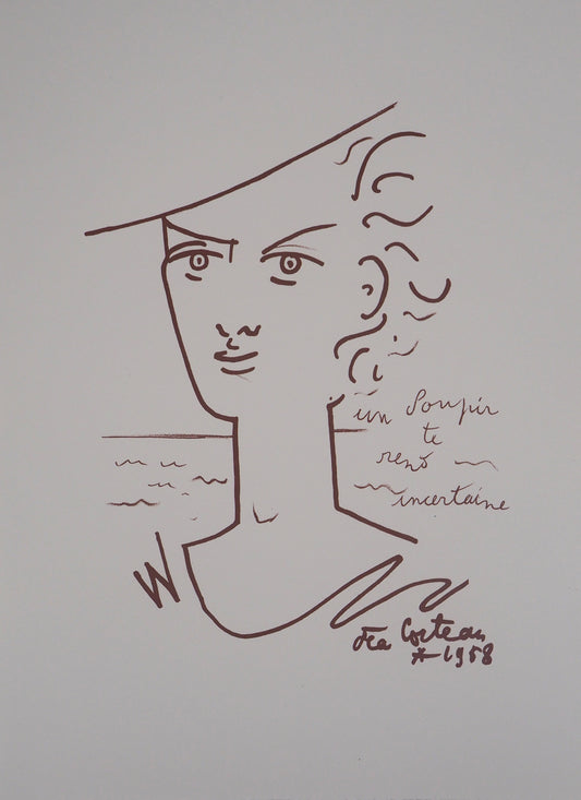 Jean COCTEAU : Portrait de Jeune femme - Lithographie signée