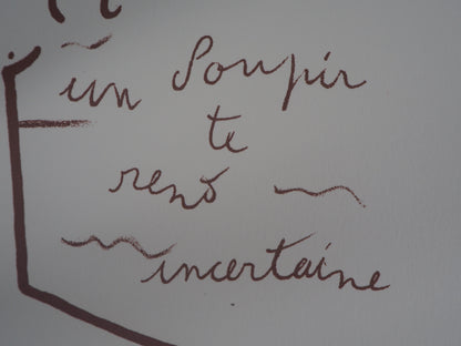 Jean COCTEAU : Portrait de Jeune femme - Lithographie signée