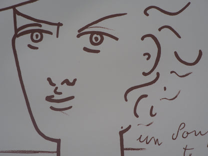 Jean COCTEAU : Portrait de Jeune femme - Lithographie signée
