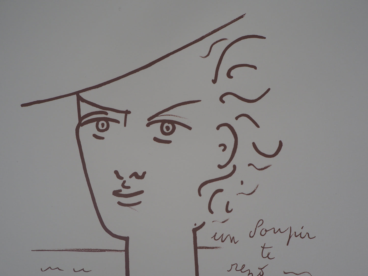 Jean COCTEAU : Portrait de Jeune femme - Lithographie signée