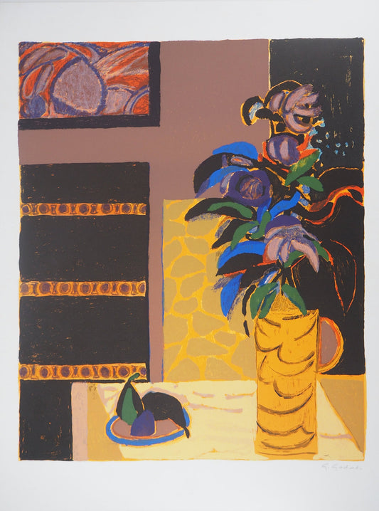 Gabriel GODARD : Les passiflores - Lithographie originale signée